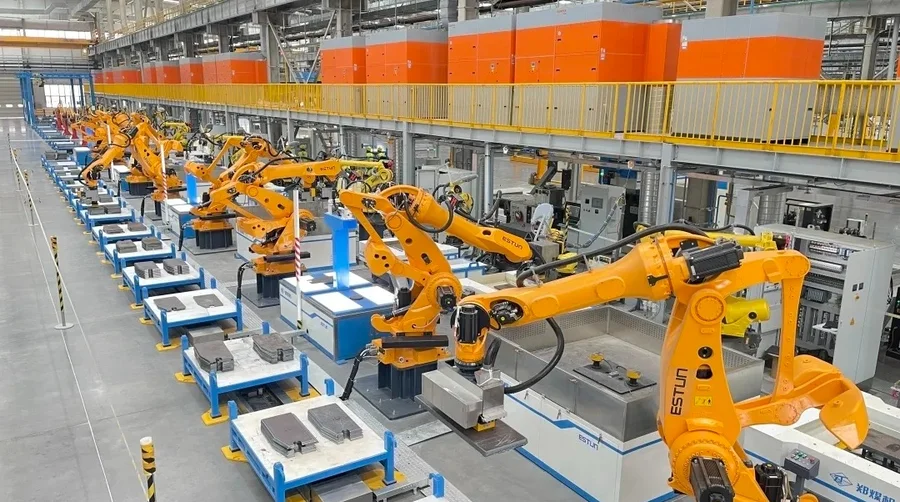 ESTUN robotic line integrated into a manufacturing automation cell